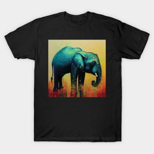 Elephant Art with Colourful Paint Splatters T-Shirt